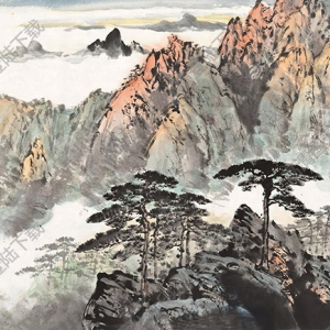 應(yīng)野平國(guó)畫 黃山蓮花峰 高清大圖下載