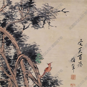 吳伯年國(guó)畫 受天百祿 高清大圖下載