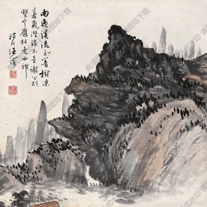汪溶?chē)?guó)畫(huà) 秋室讀書(shū)圖 高清大圖下載