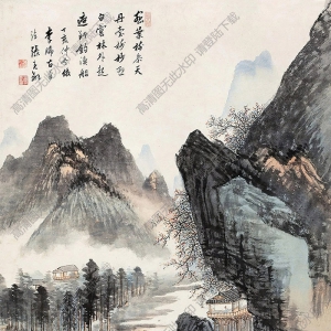 張石園國畫 丹臺(tái)白云 高清大圖下載
