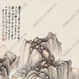 張石園國(guó)畫 山居圖 (2) 高清大圖下載