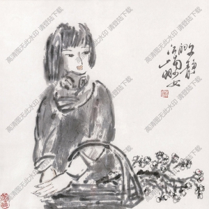 吳山明國(guó)畫(huà) 文靜的江南少女 高清大圖下載