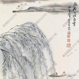 慕凌飛國(guó)畫(huà) 柳江垂釣 高清大圖下載