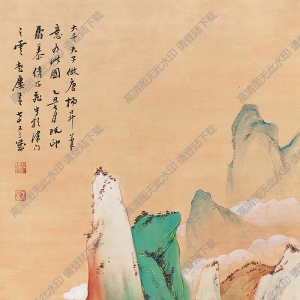 慕凌飛國(guó)畫(huà) 青山白云圖 高清大圖下載