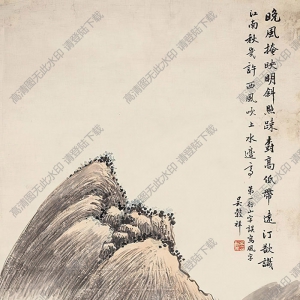 吳谷祥國畫 秋風水亭圖 高清大圖下載