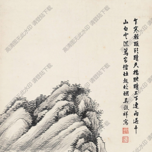 吳谷祥國畫 秋山圖 高清大圖下載