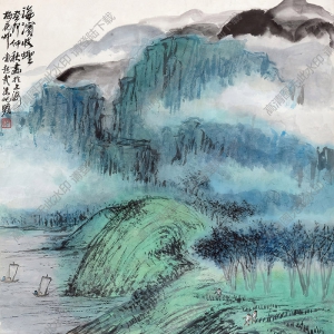 朱屺瞻國(guó)畫(huà) 海濱收蟶 高清大圖下載