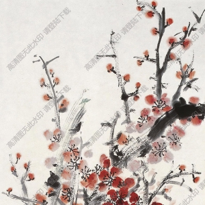 朱屺瞻國(guó)畫(huà) 紅梅 (1) 高清大圖下載
