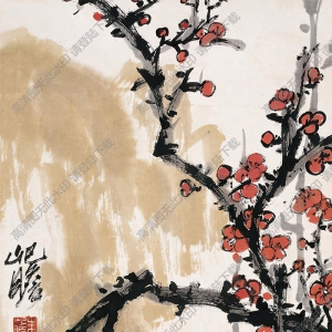 朱屺瞻國(guó)畫(huà) 紅梅 (3) 高清大圖下載