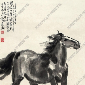 徐悲鴻國(guó)畫 懸崖立馬圖 高清大圖下載