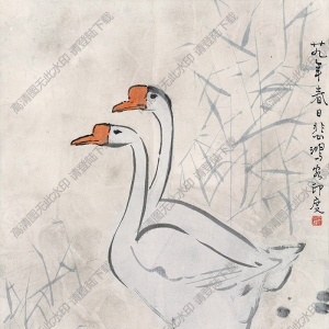 徐悲鴻作品 雙鵝圖 高清大圖下載