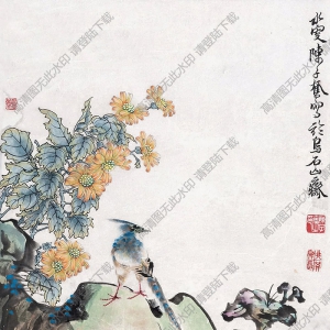 陳子奮國(guó)畫(huà) 靈石長(zhǎng)壽 高清大圖下載