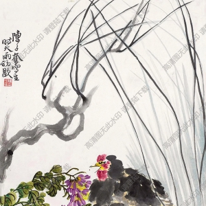 陳子奮國(guó)畫(huà) 柳雞圖 高清大圖下載