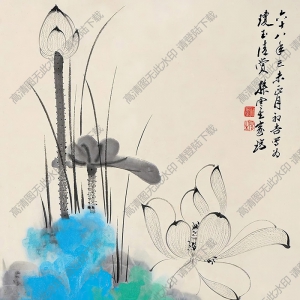 孫云生國(guó)畫 荷塘 高清大圖下載