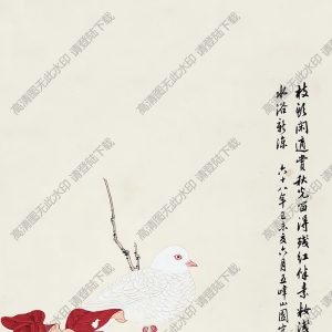 孫云生國(guó)畫 紅葉白鴿 高清大圖下載