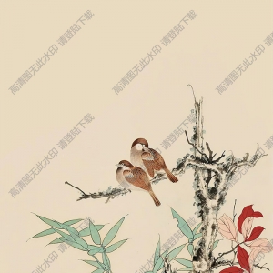 孫云生國(guó)畫 紅葉小鳥 (1) 高清大圖下載