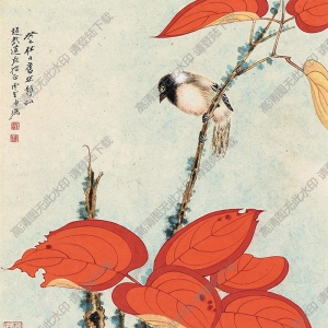 孫云生國(guó)畫 紅葉小鳥 (2) 高清大圖下載