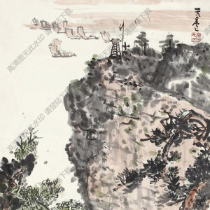 余任天國(guó)畫(huà) 富春江上 高清大圖下載