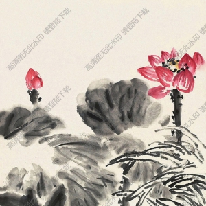 余任天國(guó)畫(huà) 荷風(fēng)圖 高清大圖下載