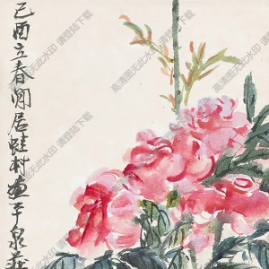 汪亞塵國(guó)畫(huà) 雛雞月季 高清大圖下載
