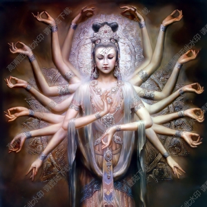 曾浩油畫作品_千手觀音_高清大圖下載
