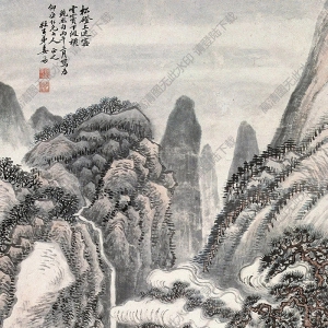 姜筠國(guó)畫 山中景色 高清大圖下載
