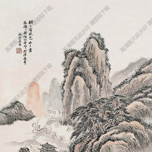 姜筠國(guó)畫 深山樓閣 高清大圖下載
