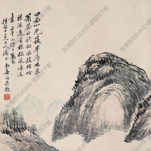 姜筠國(guó)畫 松蔭讀書圖 高清大圖下載