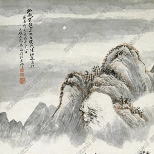 姜筠國(guó)畫 月夜泊舟 高清大圖下載