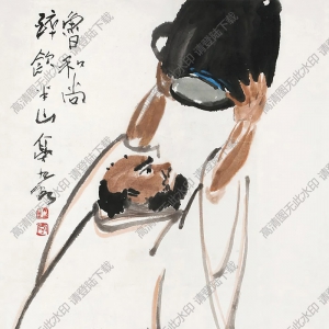 李瓊久國(guó)畫 魯達(dá)醉飲 高清大圖下載