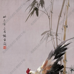 張書旗國畫 籬畔對(duì)語 高清大圖下載