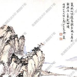 余紹宋國(guó)畫 林丘策杖圖 高清大圖下載