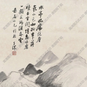 吳子深國(guó)畫(huà) 春山茅屋圖 高清大圖下載