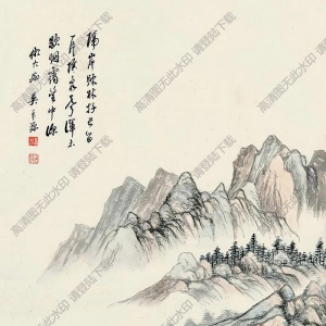 吳子深國(guó)畫(huà) 隔岸疏林圖 高清大圖下載