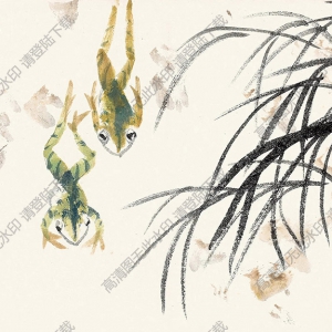 來(lái)楚生國(guó)畫 池塘蛙戲 高清大圖下載
