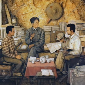 高虹油畫作品_紅星照耀中國_高清大圖下載