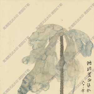 張大千國畫_站立荷花_六十二年即癸丑年寫_高清圖片下載