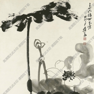 張大千國畫_荷花_三十六鷗世界涼_高清大圖下載