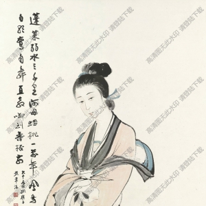 張大千國畫_美人圖_蓬萊弱水三千里_高清圖片下載