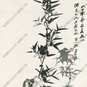 張大千國畫_竹石圖_六十年辛亥夏孟寫_高清圖片下載