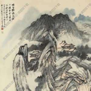 張大千國畫_憶昔游滇海_龍門境最嘉_作品高清大圖下載