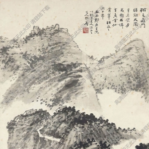 張大千國畫_樹色當門綠蔽天_圖書東壁月高懸_高清大圖下載