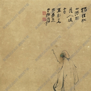 張大千國畫_老翁_獨往秋山深_回頭人境遠_高清圖片下載