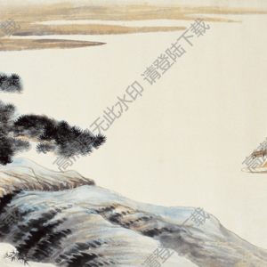 張大千_一碧嵐光四望開_憑君移棹出江隈_國畫高清大圖下載