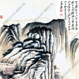 張大千_山水畫_山中宰相有仙骨_國畫高清大圖下載