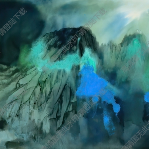 張大千_潑墨山水_乙己十月十二日作_國畫高清大圖下載