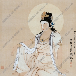 張大千_觀音圖_清信弟子張大千敬造_國畫高清大圖下載