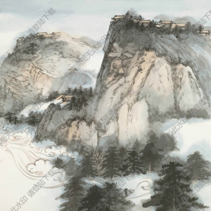 張大千國(guó)畫(huà)_云山人家_壬子年作_高清大圖下載