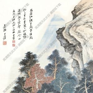 張大千國(guó)畫(huà)_江深草閣圖_己丑閏月作_高清大圖下載