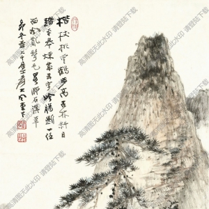 張大千國(guó)畫(huà)_策杖尋幽圖_楷杖挑云鶴步高_(dá)高清大圖下載